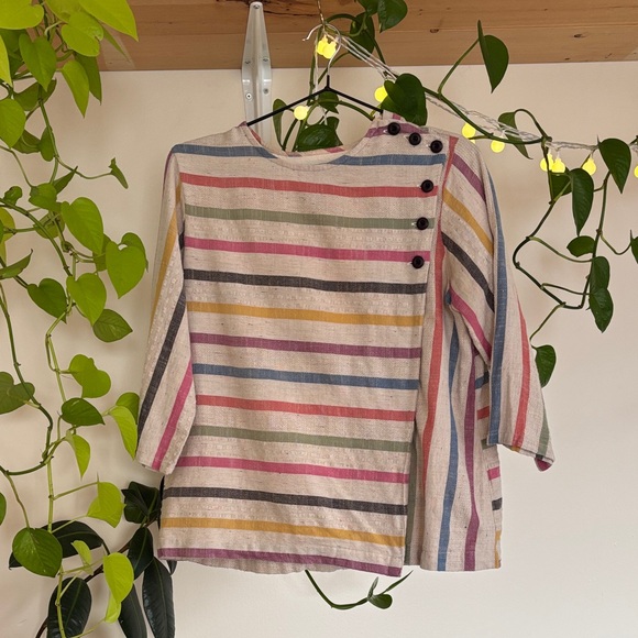 Ace & Jig Tops - Ace & Jig Multicolor Striped Button-Shoulder Blouse